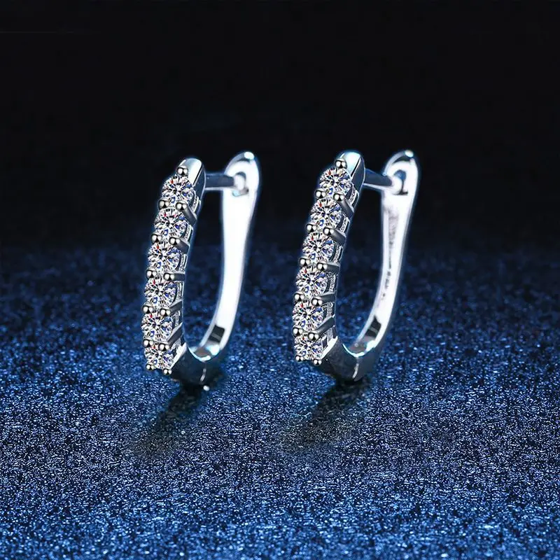 S925 Sterling Silver Earrings Plated with PT950 High grade Precision Drilled Moissanite Earrings D Color Moissanite Earrings