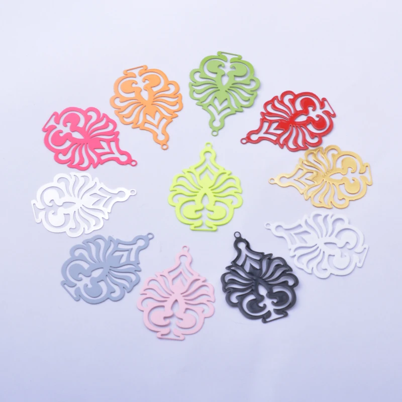 30pcs AB8424 Brass Golden Colorfull Charms Fluorescence Pendant