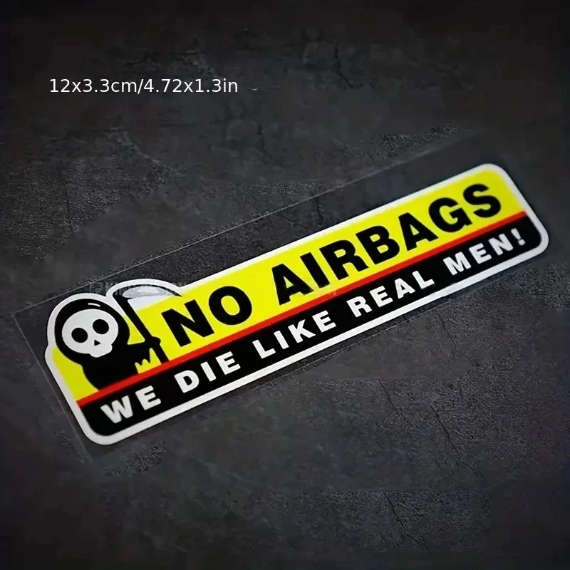 2pcs NO AIRBAGS We Die Like Real Men Funny Car Sticker Decal Safety Warning Sticker Visor Window Graphic Waterproof