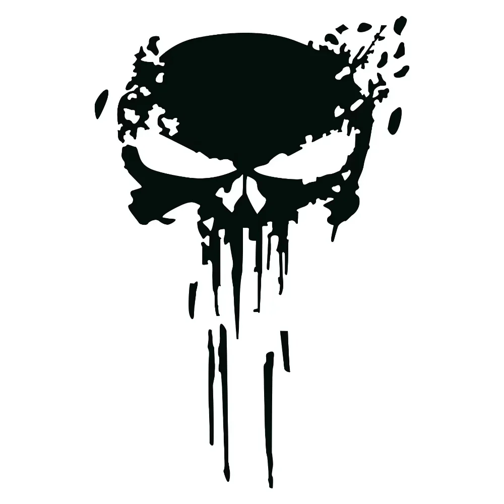 Black Silver Gradient PUNISHER Skull BLOOD Vinyl Auto Body Decals Stickers Motorcycles Decoration 10 x 15CM