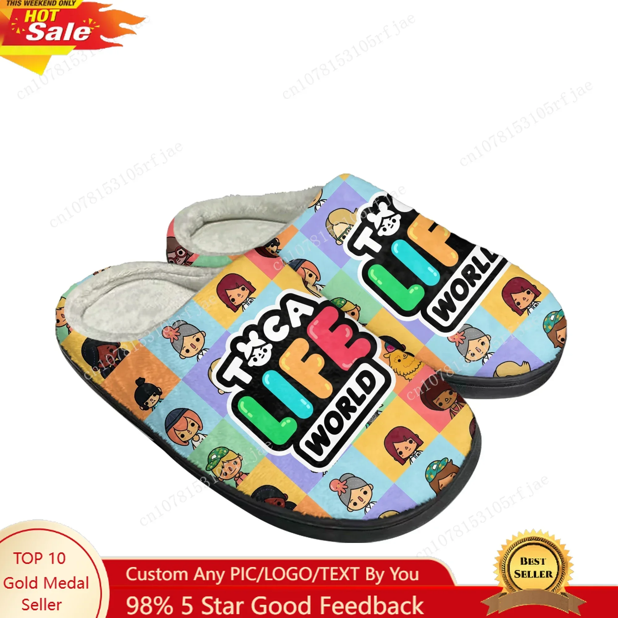

Toca Life World Custom Home Cotton Slippers Cartoon Game Plush Bedroom Mens Womens Casual Keep Warm Shoes Tailor Made Slipper