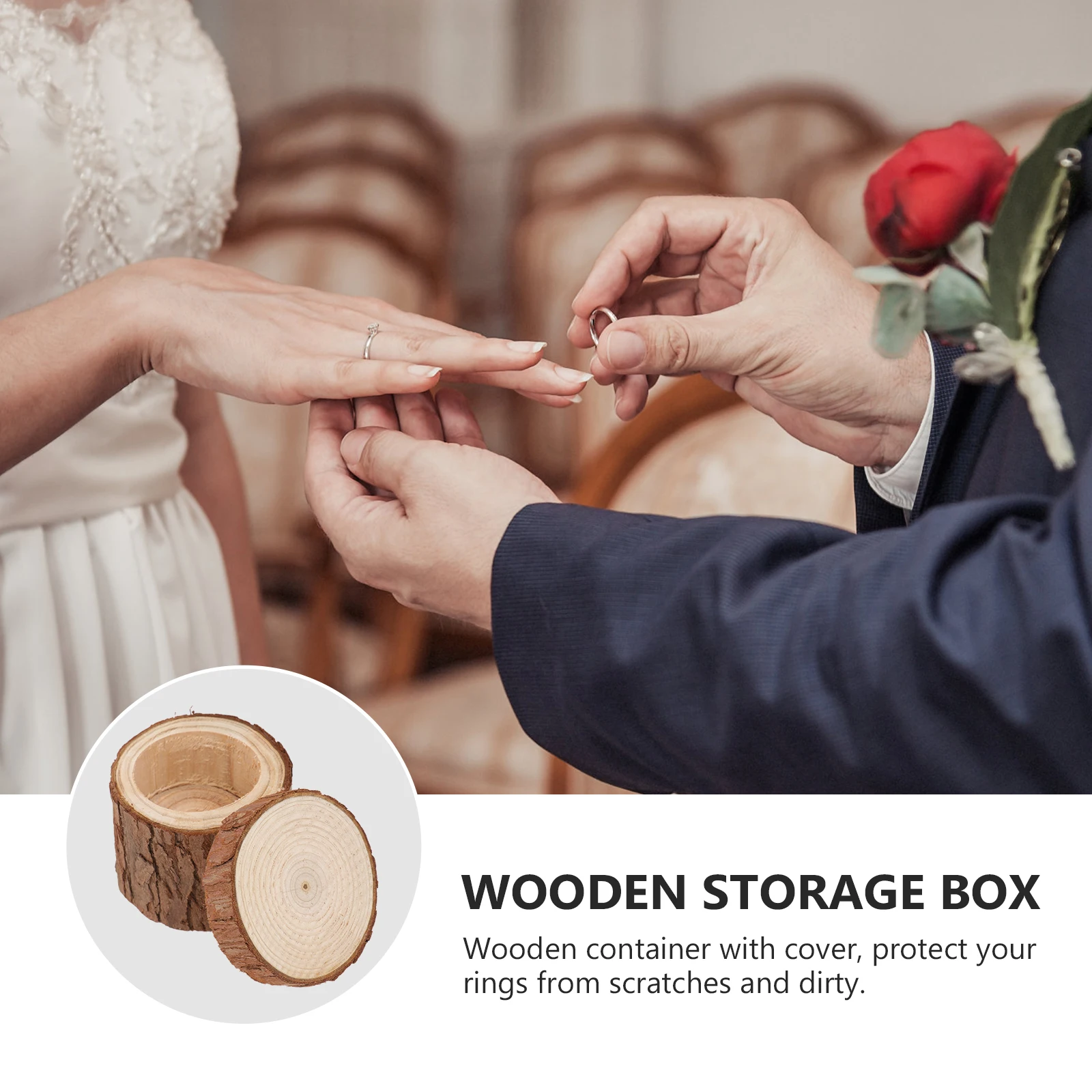 

Wooden Box For Wedding Rustic Vintage Ring Storage Container With Cover Ring Holder Earring Box Compact Lightweight Wood Jewelry