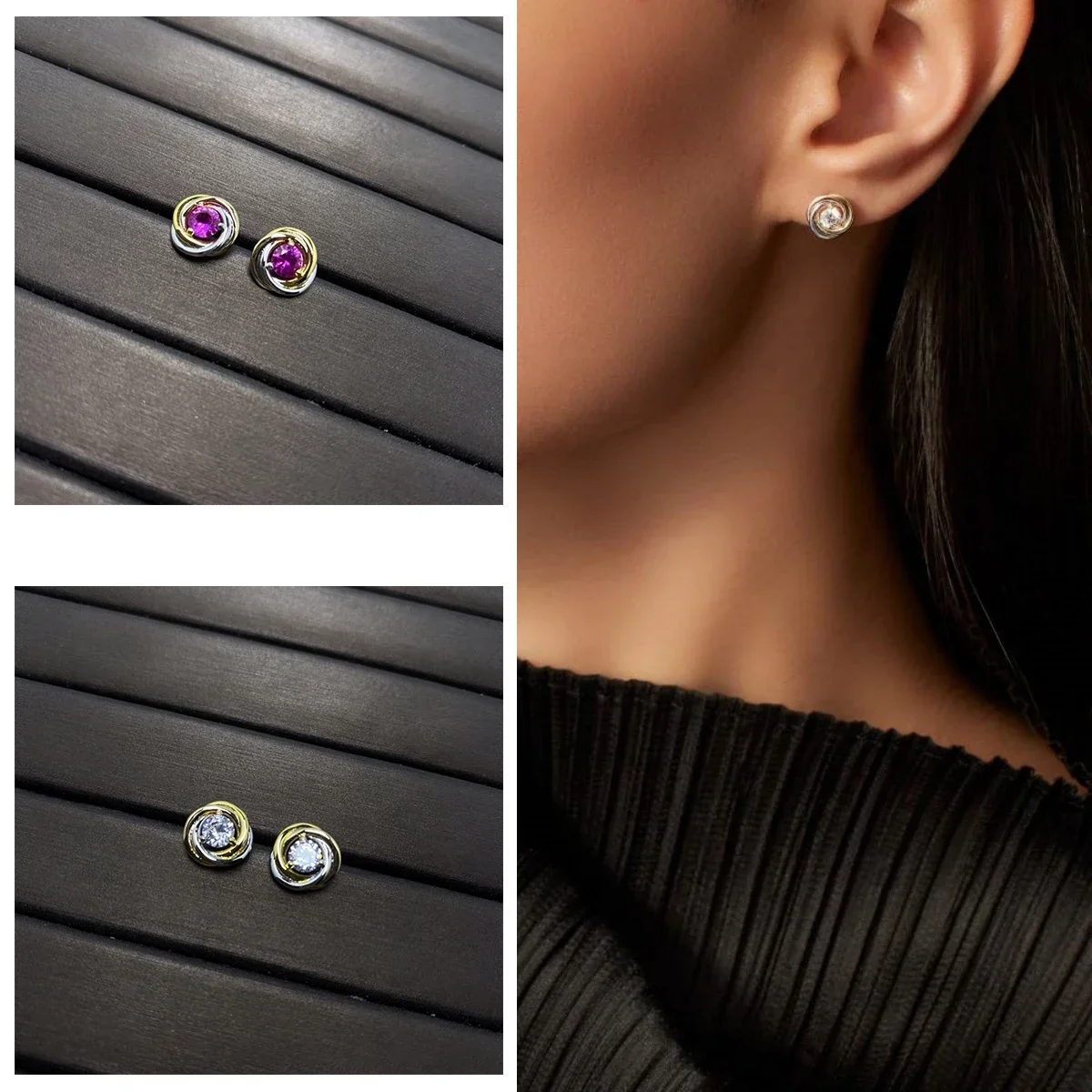 

Luxurious and Atmospheric S925 Tricolor Zircon Earrings Are Essential Jewelry for Gatherings in The Workplace - Birthday Gifts