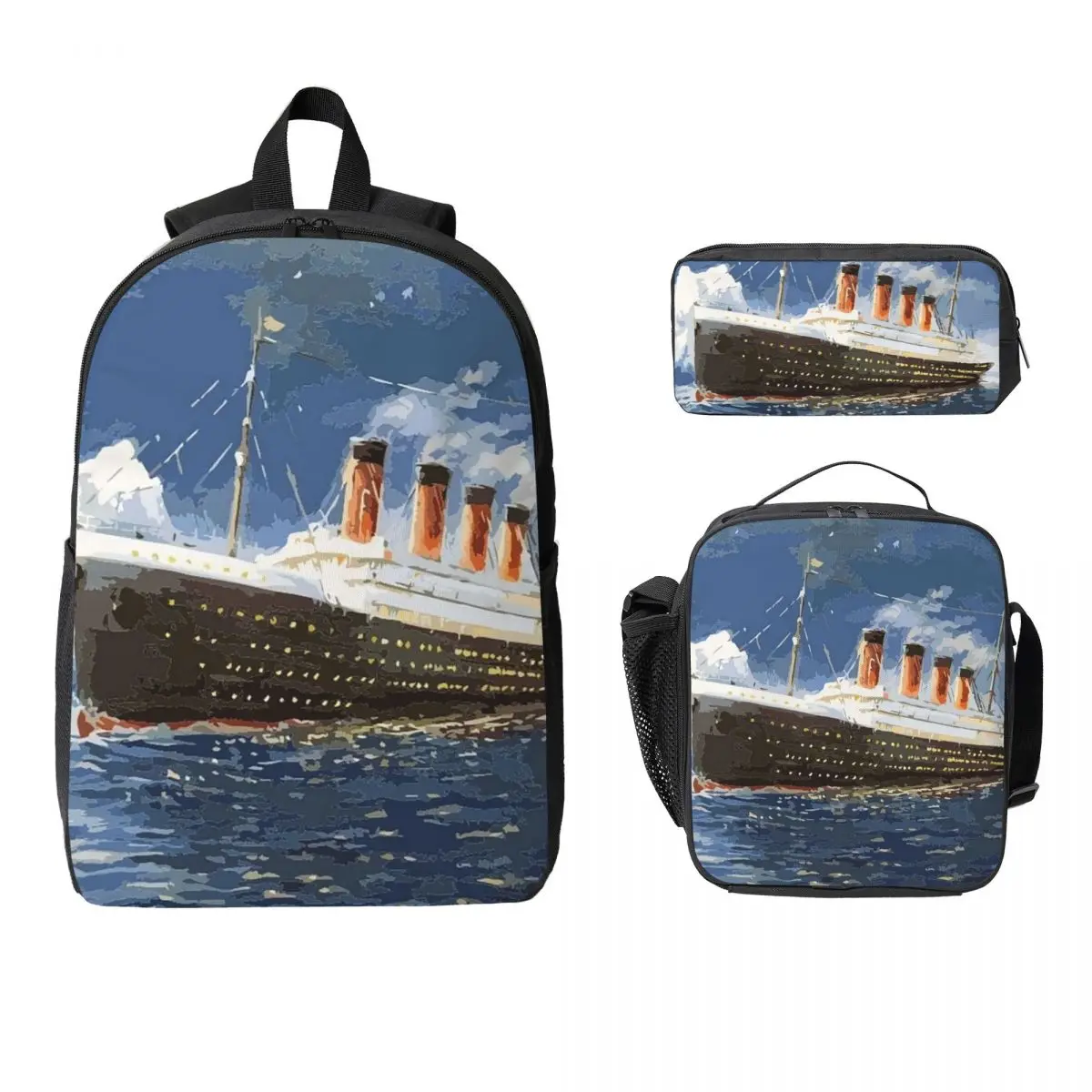 

Самая популярная доставка всех времен, рюкзак Titanic для студентов, сумка для книг для мальчиков и девочек, школьная сумка, изолированная сумка для обеда 3 шт., пенал