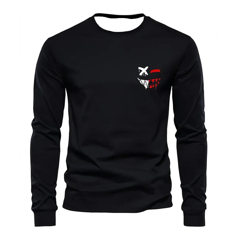 

Spring and autumn men leisure printed long sleeve simple fashion trend T-shirt high quality street clothes comfortablemen's wear
