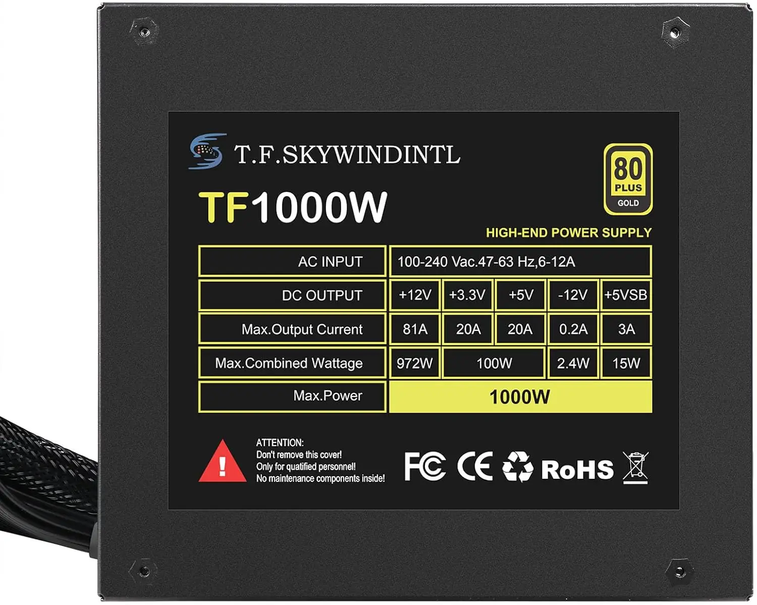 High Quality 1000w 80 Plus Gold PC Power Supply Full Voltage 24PIN ATX Pc Power Supplies for Desktop Gaming