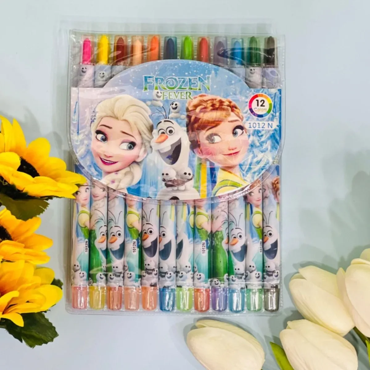 12 لون ديزني فروزن الطباشير الكرتون الأميرة إلسا طالب رسم أقلام القرطاسية المدرسية هدايا أعياد ميلاد للأطفال اللعب أقلام الطباشير #4