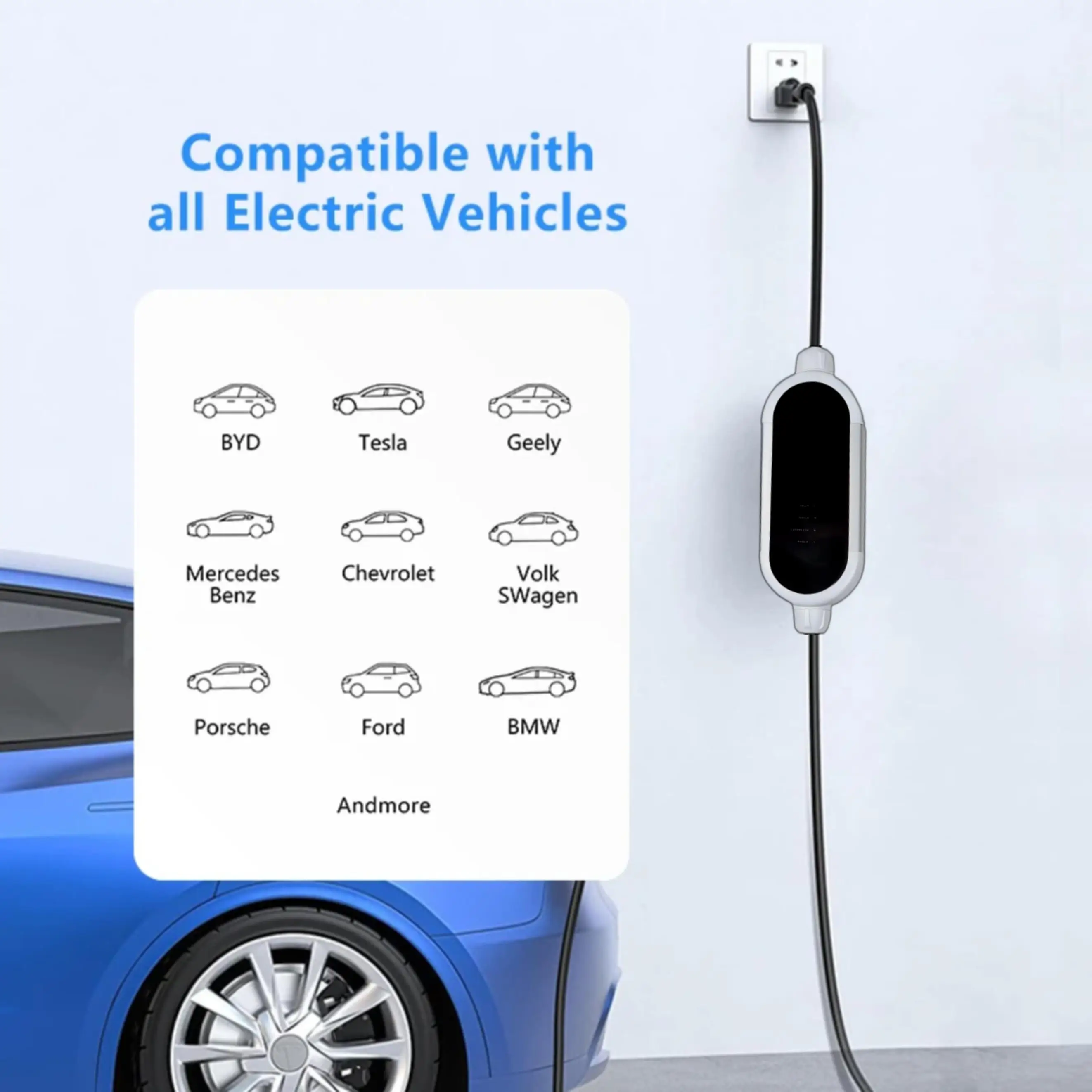 Factory wholesale portable EV charger type 2 to Red CEE Plug Electric Car EV Charger with Level 2 Evse Controller