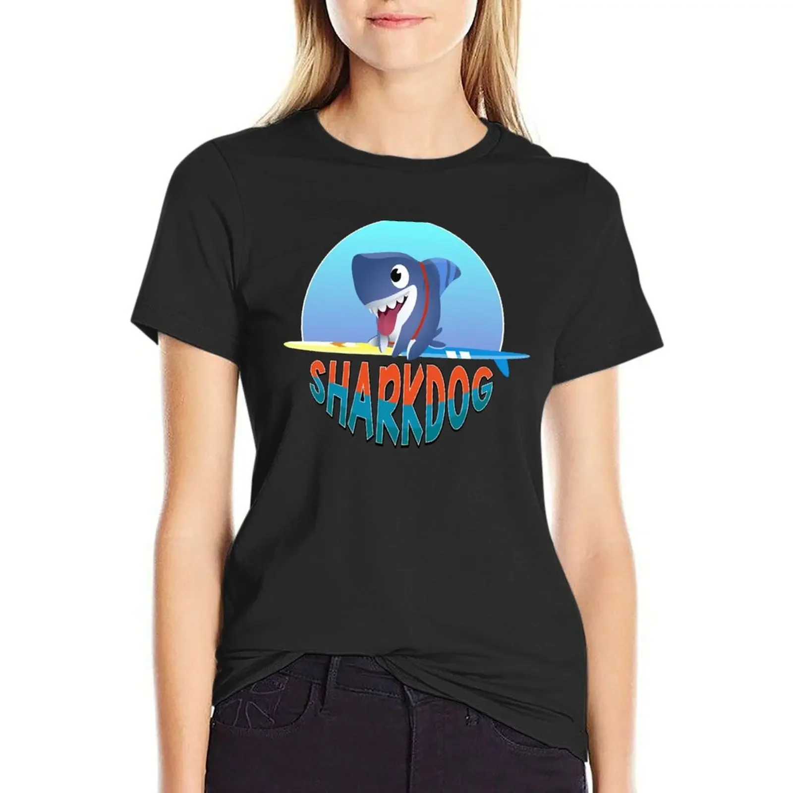 

SharkDog Cartoon Kids T-Shirt shirts graphic tees summer clothes summer tops tees white t shirts for Women