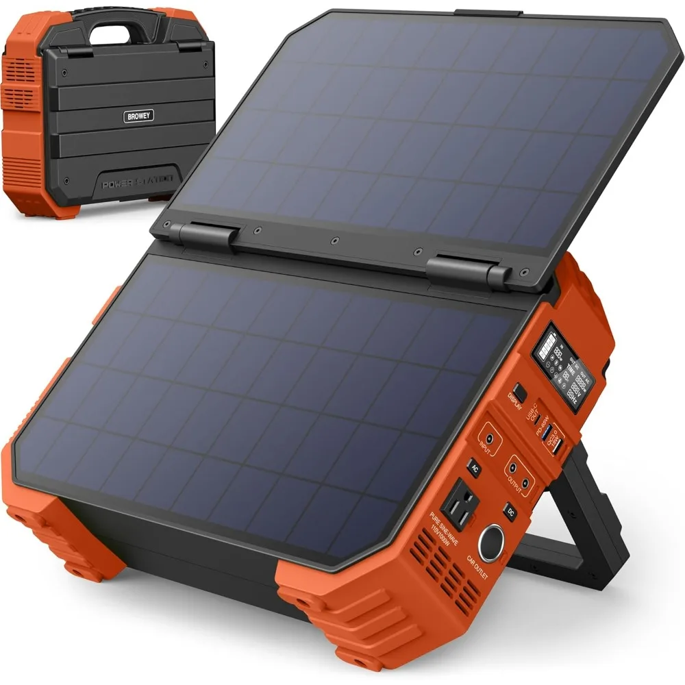

Power Station 1000W with Built-in Solar Panel, 614WH/192000mAh LiFePO4 Battery Pack, Solar Generator with AC/DC/USB/PD Outputs