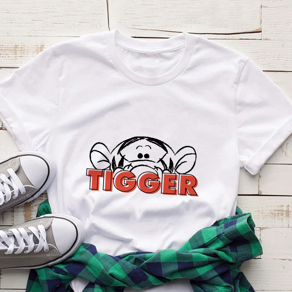 Women T-shirt Cute Tigger Print Fashion Tops Female Tshirt Aesthetic Casual Tees Winnie The Pooh Cartoon Harajuku Clothes