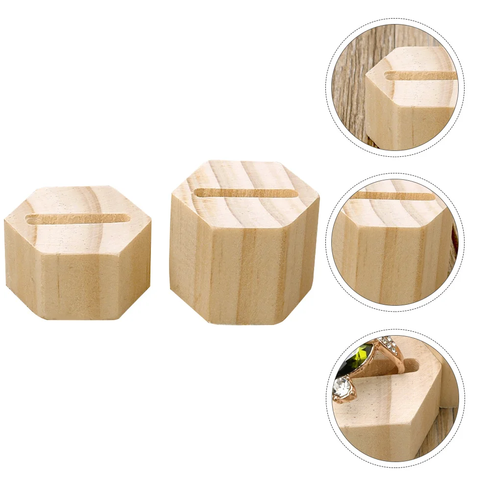 

1 пара шестиугольных колец, стеллаж для выставки товаров, цвет дерева, прочный держатель, стеллаж для хранения колец для пар, органайзер для ювелирных аксессуаров