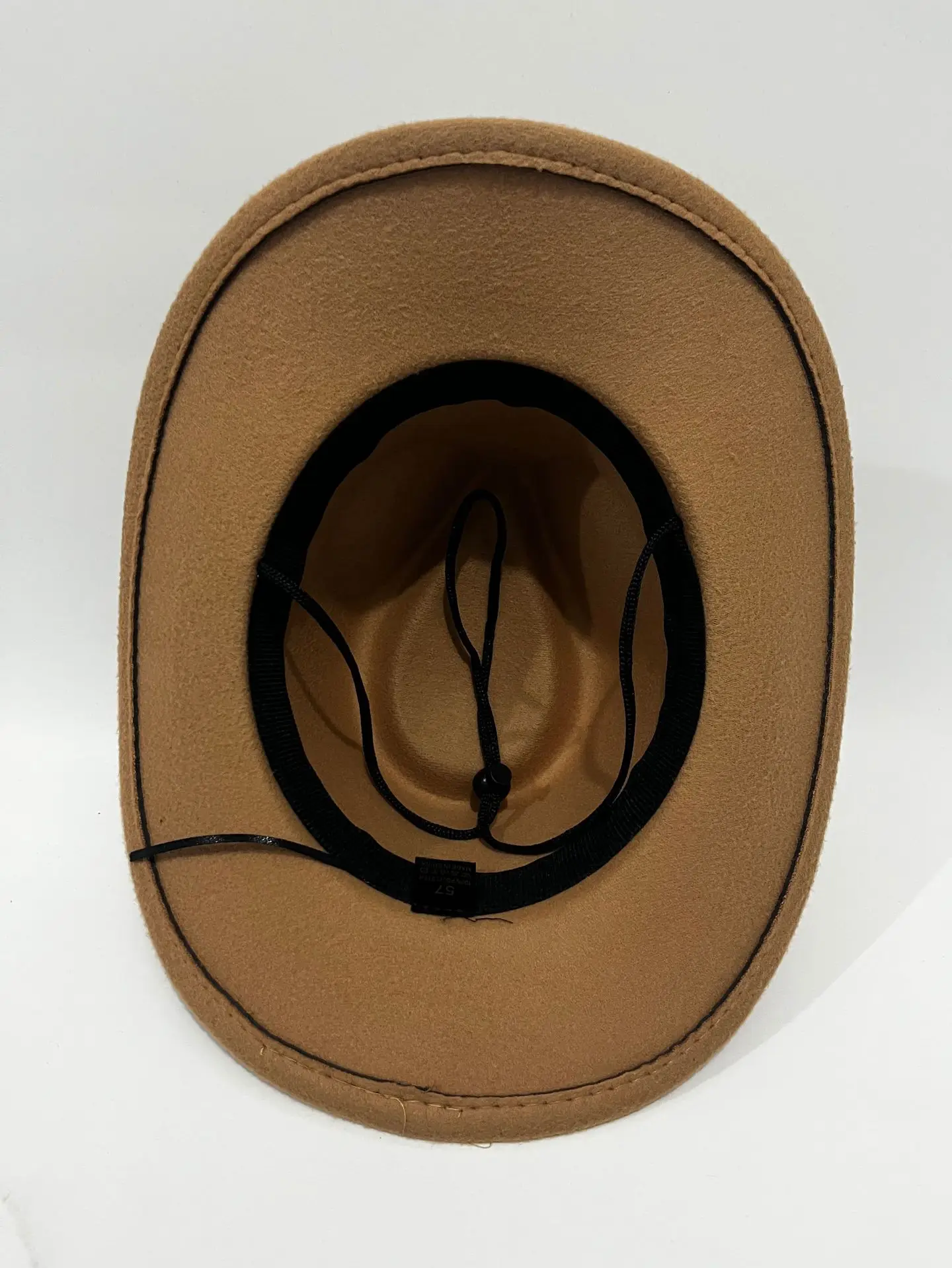 قبعة رعاة البقر الغربية برشام رأس الثور حافة منحنية قبعة الجاز مع قبعة حبل مقاومة للرياح قبعة اللباد في الهواء الطلق منع حبل الرياح قبعة الجاز #5