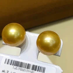 NATURAL 9-10MM 10-11MM 11-12MM 12-13mm SOUTH SEA GENUINE GOLD ROUND PEARL EARRING 14k gold 18k gold