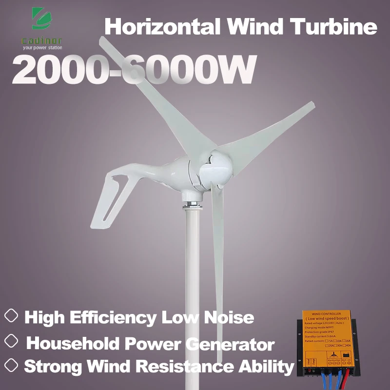 5000w 2000w 6kw Horizontal Wind Turbine Generator 24V 48V Free Energy Magnetic Dynamo Strong Power Output For Home Use System