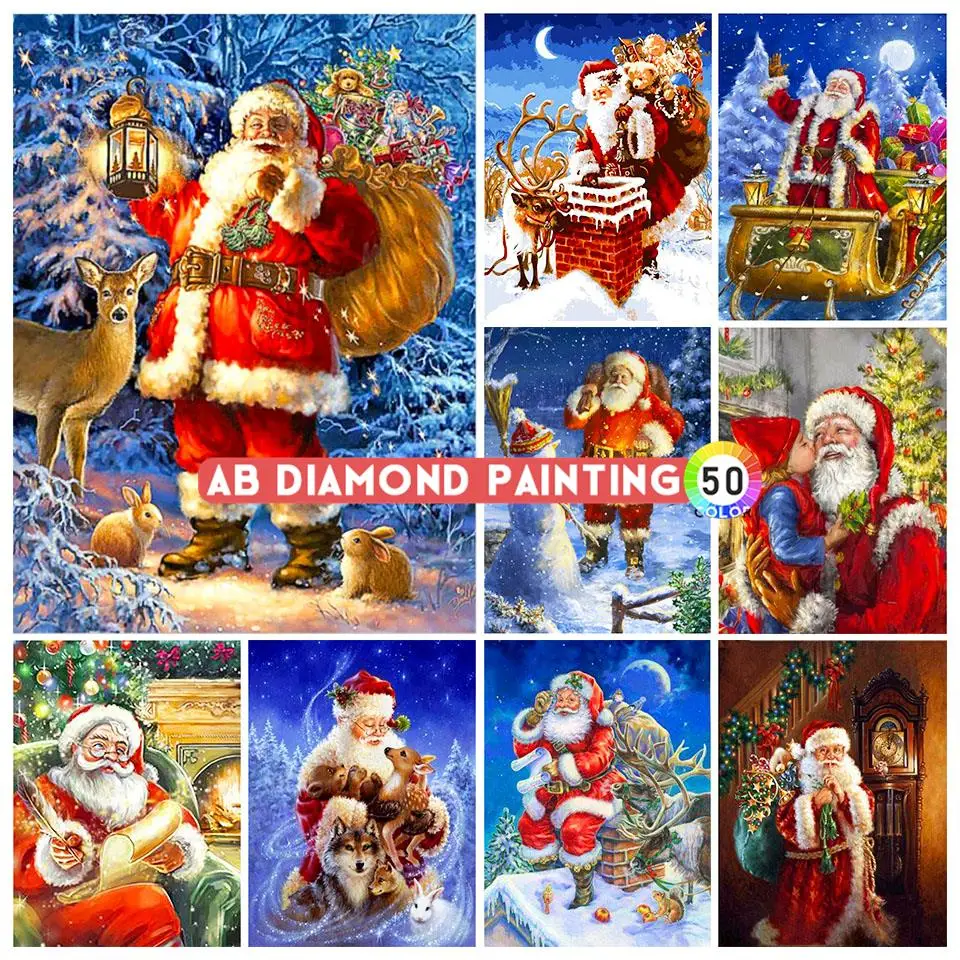 

5D Diamond Painting Holiday Santa Claus Christmas Diamond Mosaic Cross Stitch Kit Rhinestone Picture Art AB Home Decoration