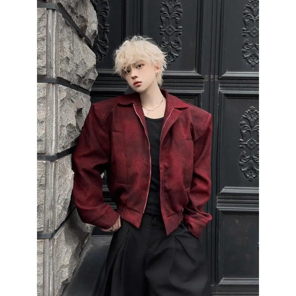 

Cool ort American Sle Men's Jaet Snake Year Luy Year Clothes Faionable oulder Pad Flip Collar Hip Hop Wind Coat