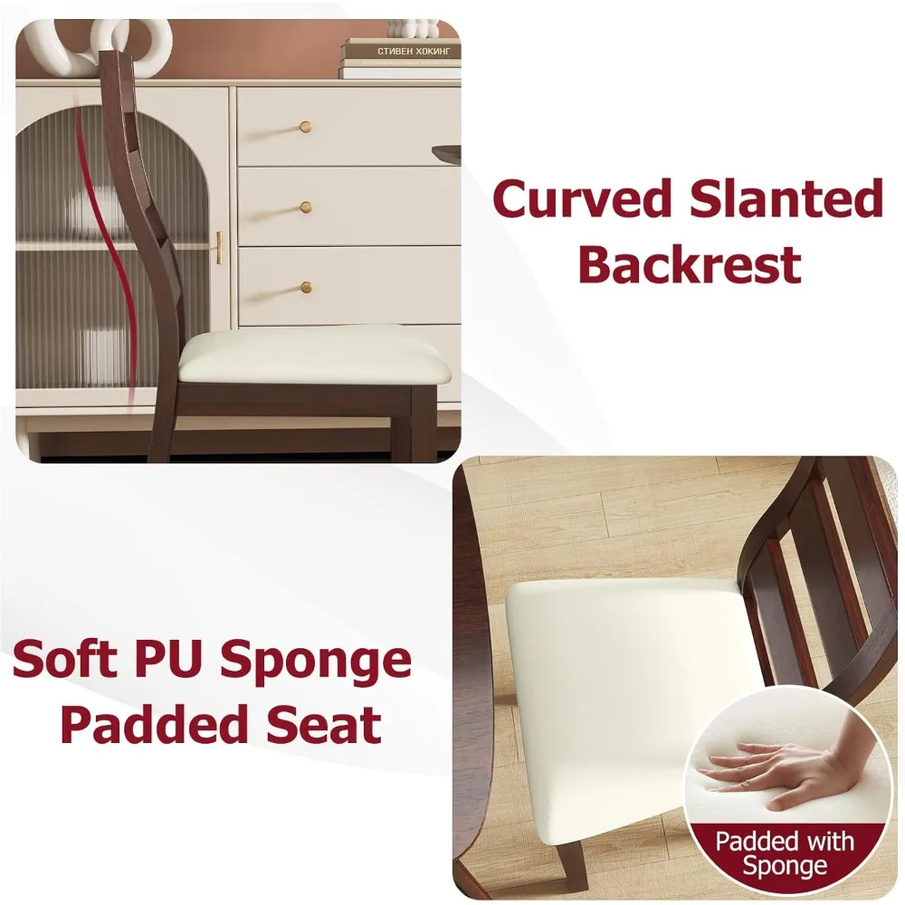 طقم طاولة طعام حديثة من Tangkula لمنتصف القرن مكون من 2، طاولة مطبخ خشبية مستديرة وكرسيين مع مقاعد مبطنة، 3 قطع مدمجة #5