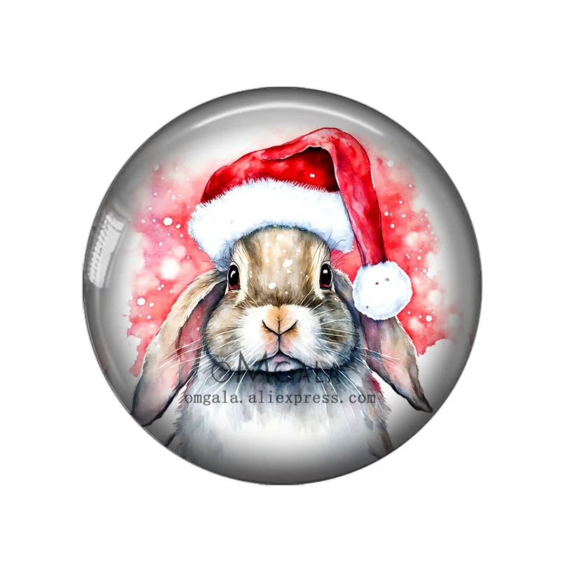 صورة مستديرة ، 12 كابيش زجاجي ، 18 ، 20 ، 50 ، 25 ، دائري ، أرنب ، قطة ، كلب ، فأر ، ألوان مائية ، كريسماس ، صنع نتائج ، ظهر مسطح