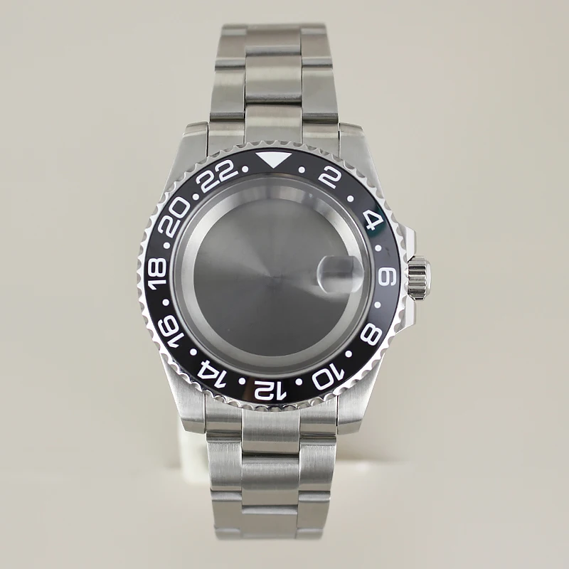

40mm NH35 Watch Case Black Ceramic Bezel Sapphire For SUB GMT Seiko NH35 NH36 NH34/38 Miyota8215 ETA2824 28.5mmDial Oyster Strap