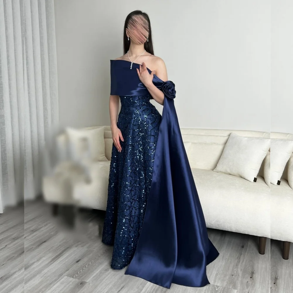 

Customized High Quality Evening Dress Glitter Off-the-shoulder Wedding Party Bespoke Occasion Engagement A-line Long Dresses