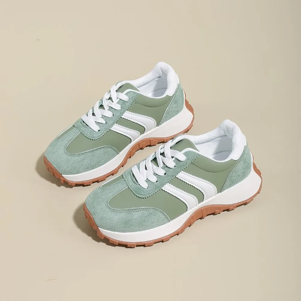 Mehrfarbige Damen Retro Wildleder Schnür-Sneaker, Leichte Atmungsaktive Low-Top Laufschuhe, Rutschfeste Komfort-Freizeitschuhe – Detail 9