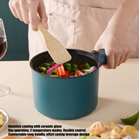 Electric Cooking Pot 1.8L Nonstick Food Grade 2 Temperature Mode 6 Function Long Handle Electric Cooker for Home Cooking