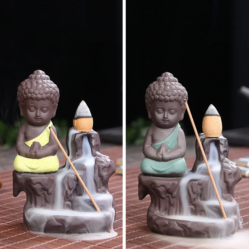 Creative Little Monk Censer Home Decor Small Buddha Incense Holder Backflow Incense Burner Use In Home Teahouse