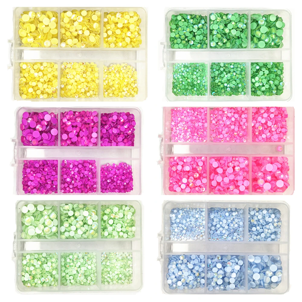 Luminous Neon Crystal AB Glass Non Hot Fix Rhinestone Flatback Glue On 3D Glitter Nail Art Rhinestones Decorations