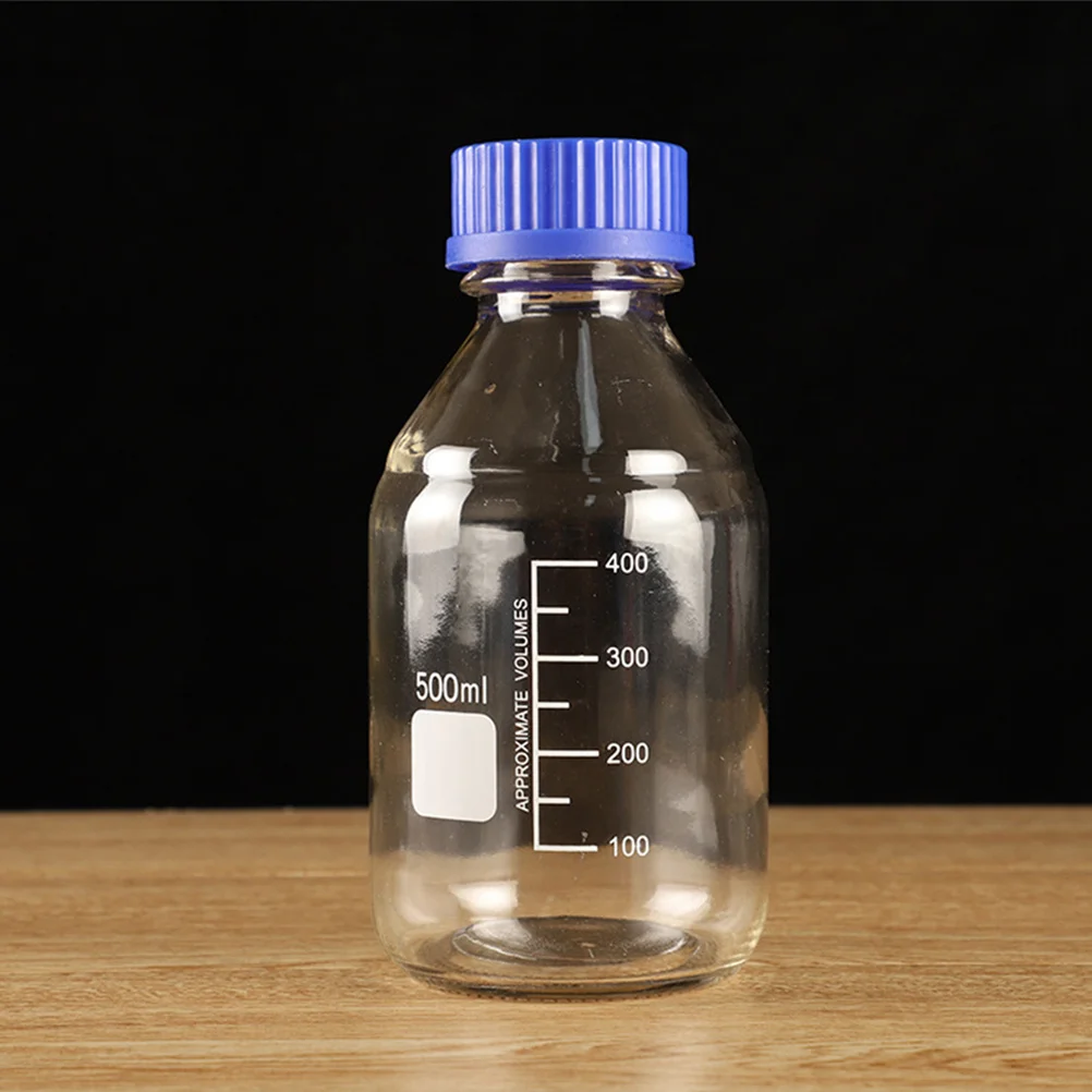 Bottiglie di reagente da 3 pezzi Bottiglia chimica in vetro Resistenza 500ml Contenitore sigillante per campioni da laboratorio Bottiglia campione in vetro