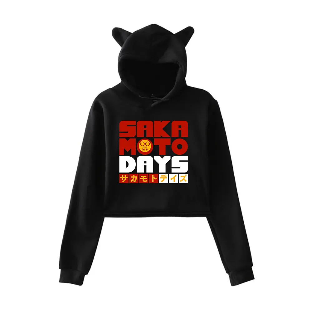 

Anime Sakamoto Days Taro Sakamoto Hoodie Vintage 90s Streetwear Hoodies Sports Sweatshirts for Girls Cat Ear Crop Fashion