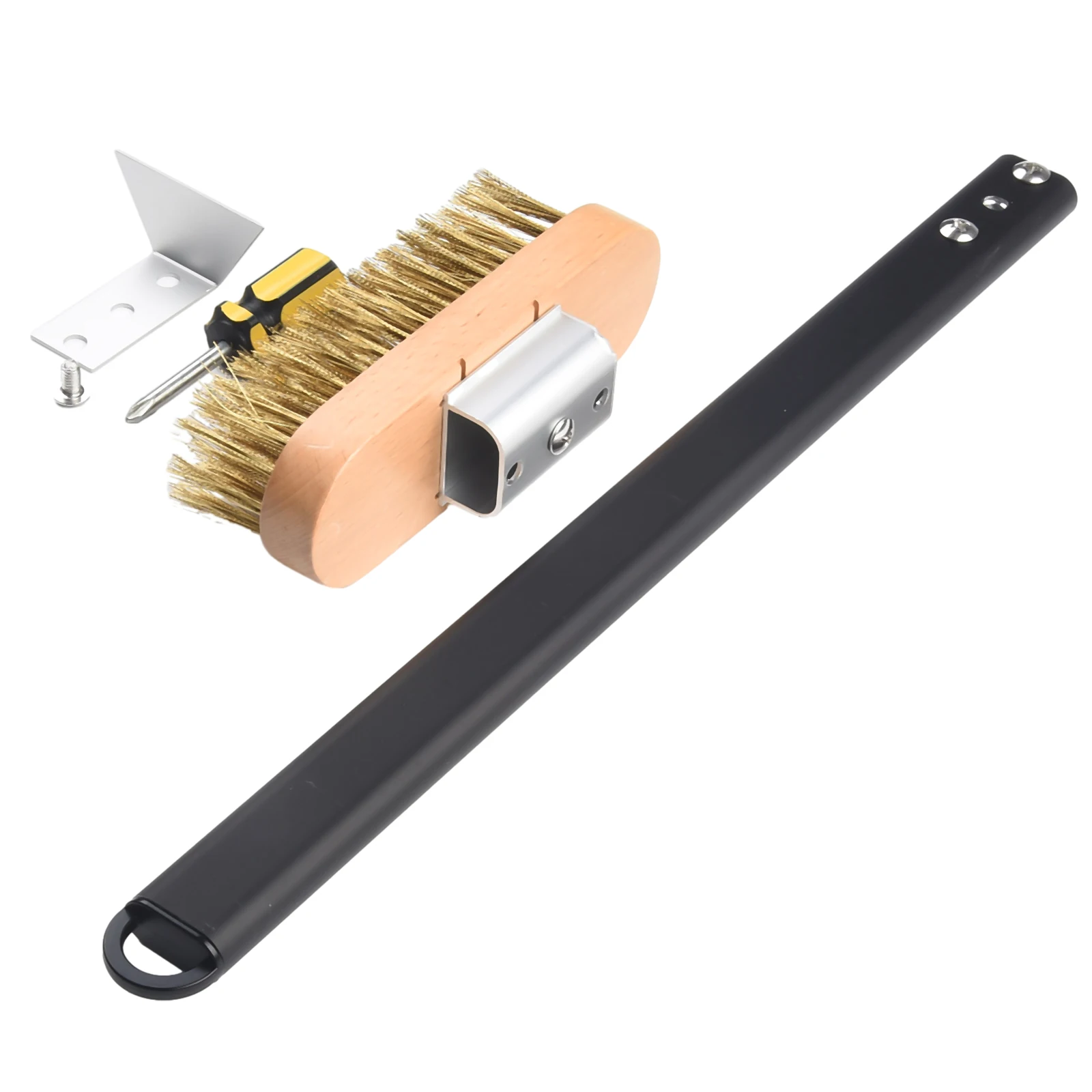 

Brush Set Oven Brush Practical Metal Scraper Pizza Stone Brush Adjustable Alloy + Wood Brass Bristles Flexible