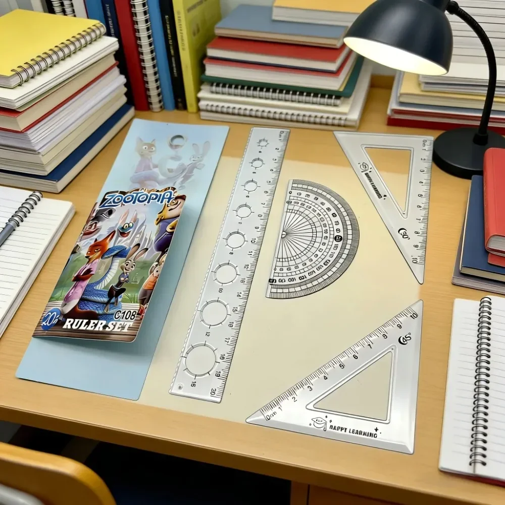 Random 1set  Disney Zootopia Geometry Ruler Set, Cute Math Drawing Tools for Students & Office Use