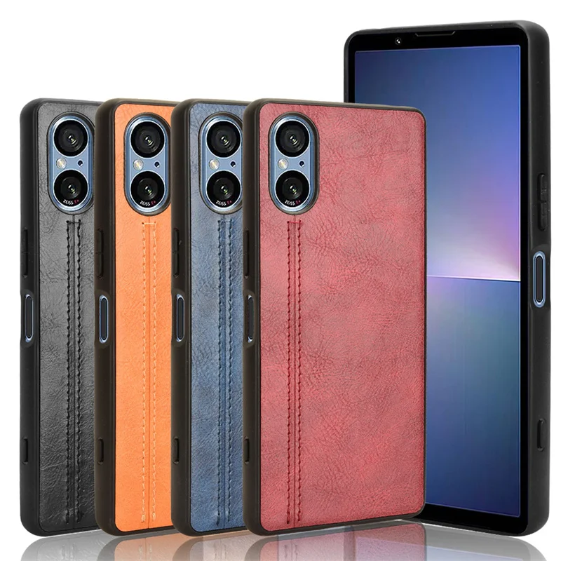 For Sony Xperia 5 V Case Suture Soft Edge PU Leather Hard Phone Cover For Sony Xperia 5 V 5V Xperia5V  Case