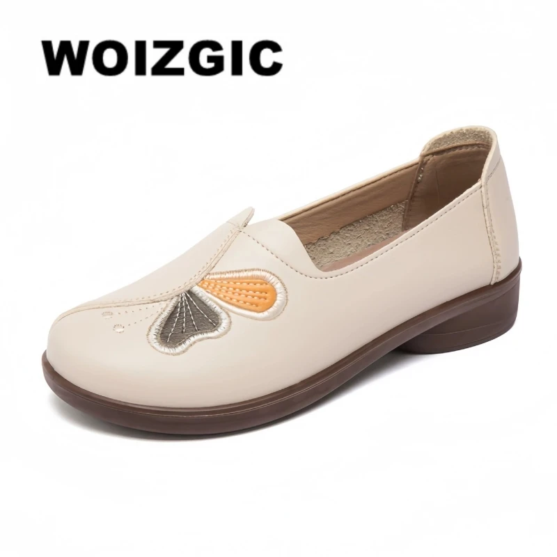 WOZIGIC/женская обувь из микрофибры на плоской подошве для пожилых мам, нескользящие мягкие весенне-осенние лоферы с бабочкой, мокасины