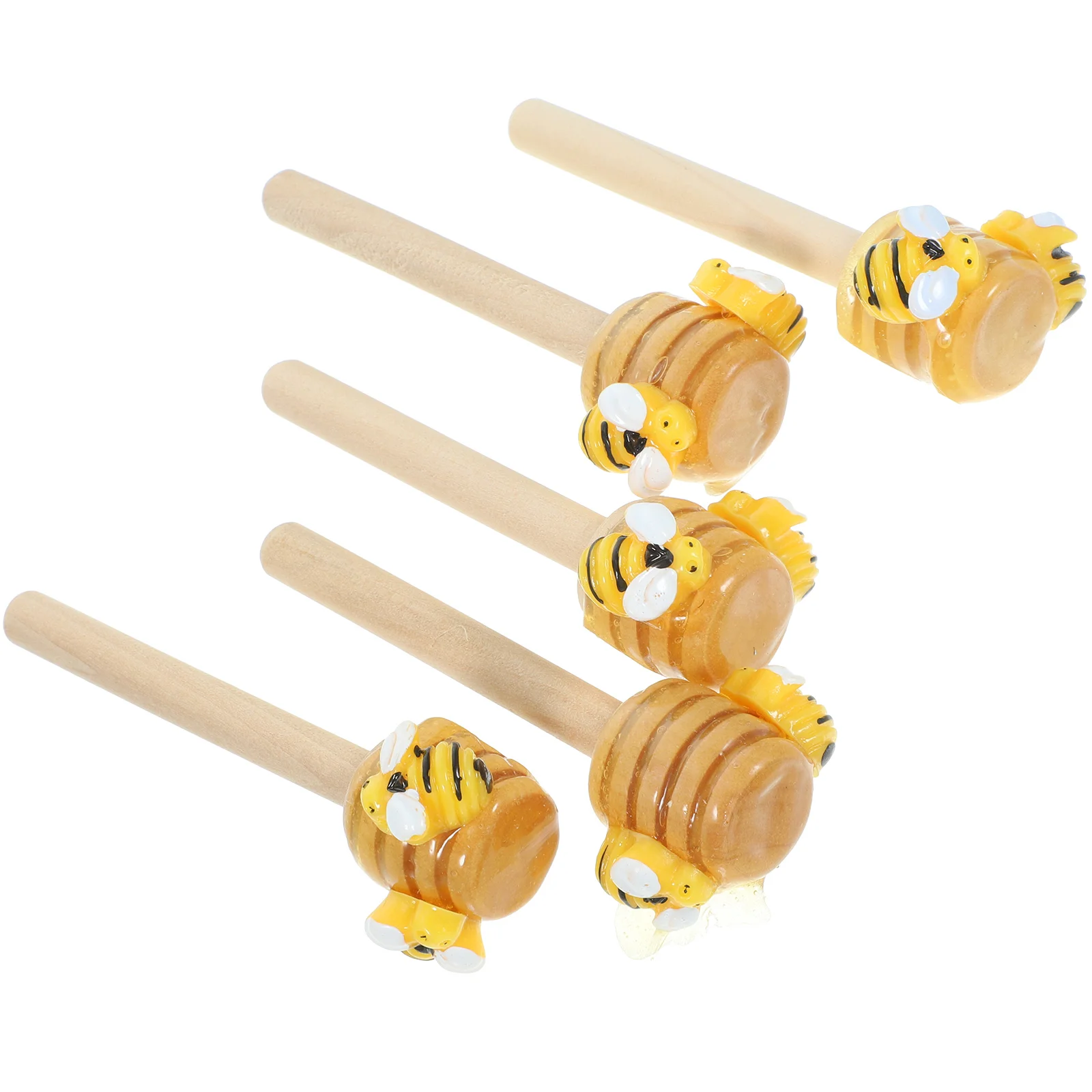 5 Pcs Bee Decorative Sticks Tiered Tray Kitchen Display Rack Coasters Party Dipper Miniature Wood Festival Decors