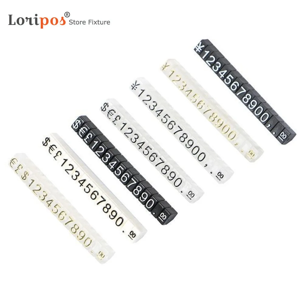 Jewelry Number Price Tag Set Store Display Plastic Dollar Euro Pound Retail Shop Clothes Phone Laptop Showcase Counter 3x5mm