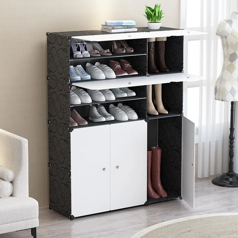 

Simple shoe cabinet assembly, plastic storage rack, dustproof door, household multi-functional shelf, shoes, custom storage rack