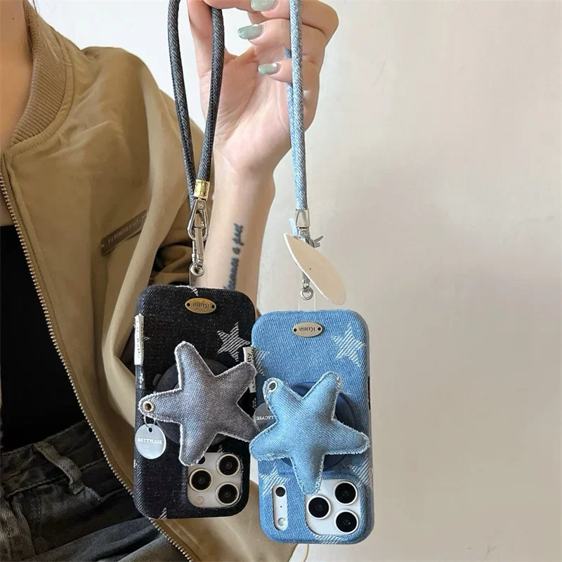 

Противоударный защитный чехол с магнитным кронштейном Sweet Cute Star для телефона для IPhone 16, 15, 14, 13, 17 Pro Max