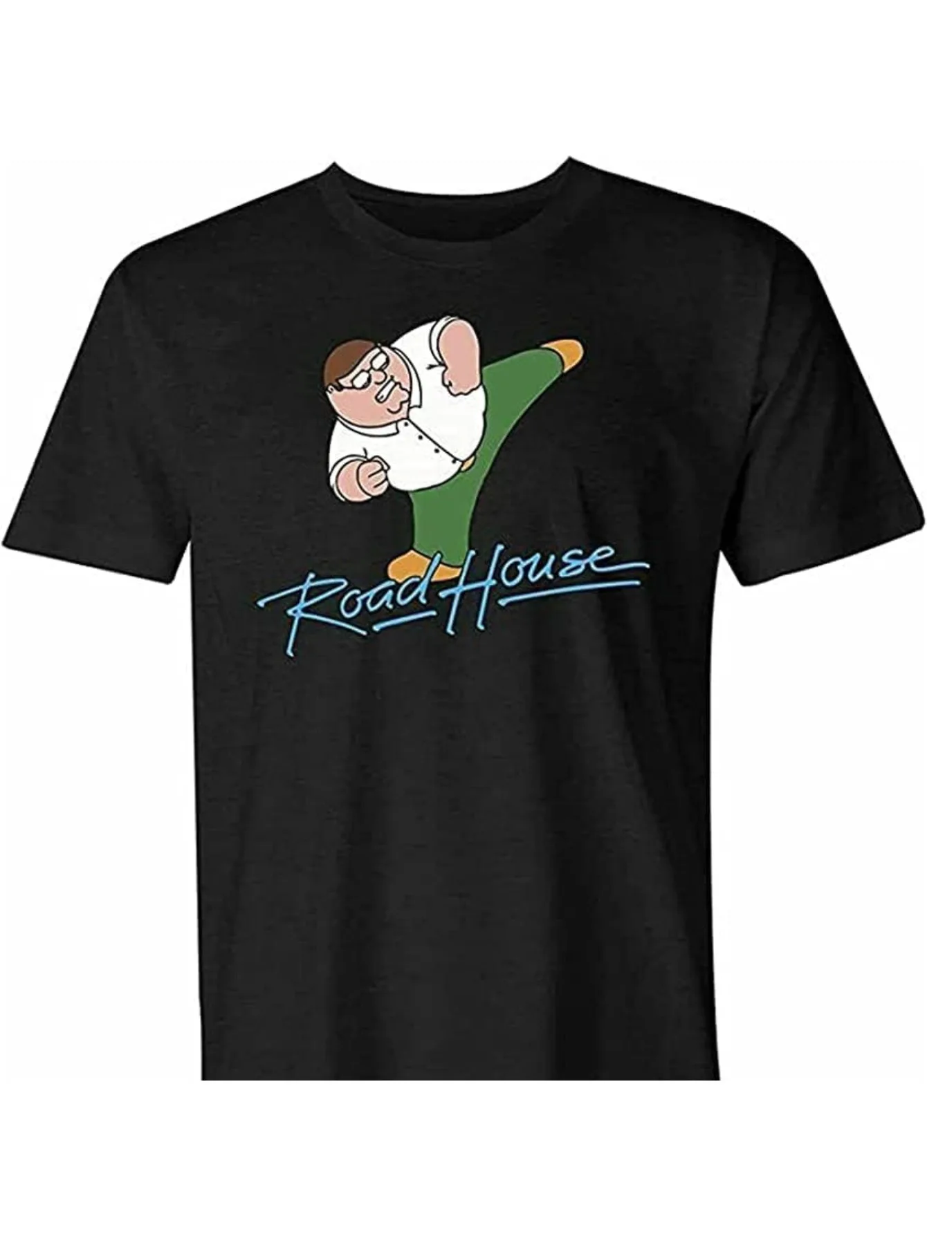 

Мужская хлопковая футболка Peter Griffin Road House Family — черная повседневная свободная футболка с короткими рукавами и мультяшной графикой