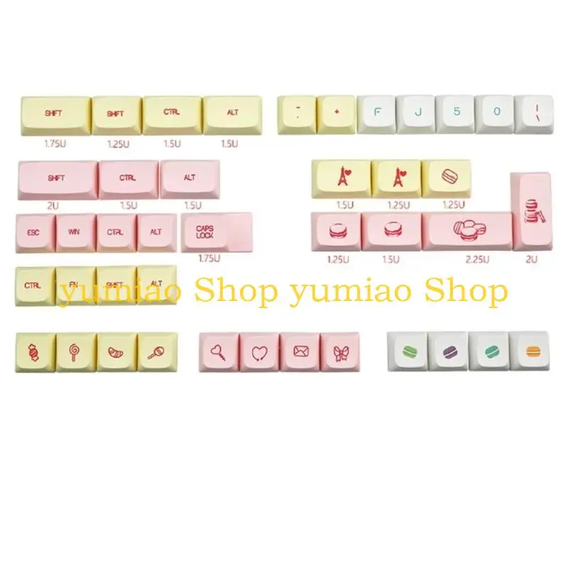 587B XDA Height Keycaps Macaron Ethermal Color 146PCS Macaron Color Keycap for Mechanical Keyboard Upgrades