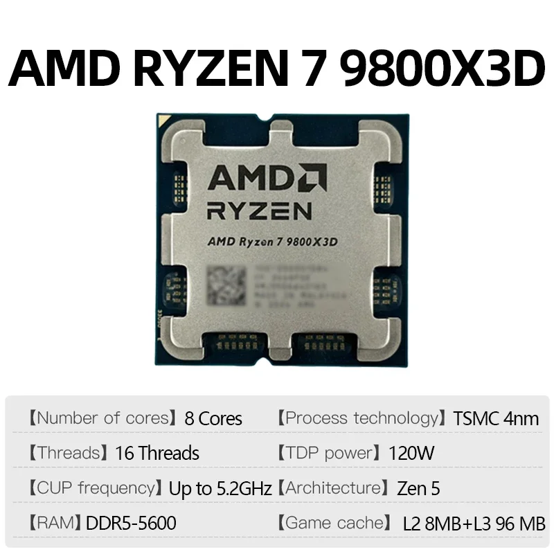 AMD Ryzen 7 9800X3D 8C/16T Up to 5.2GHz 96MB Cache AM5 Gaming Processor Without Package