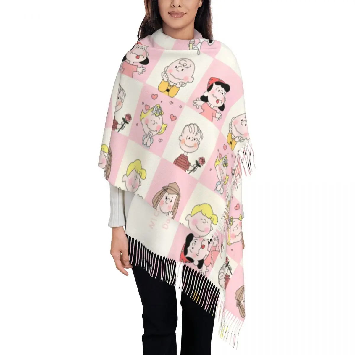 

Custom Dogs Collage Scarf Womens Large Scarves with Tassel Winter Vintage Shawls and Wrap Warm Soft Custom Bandana