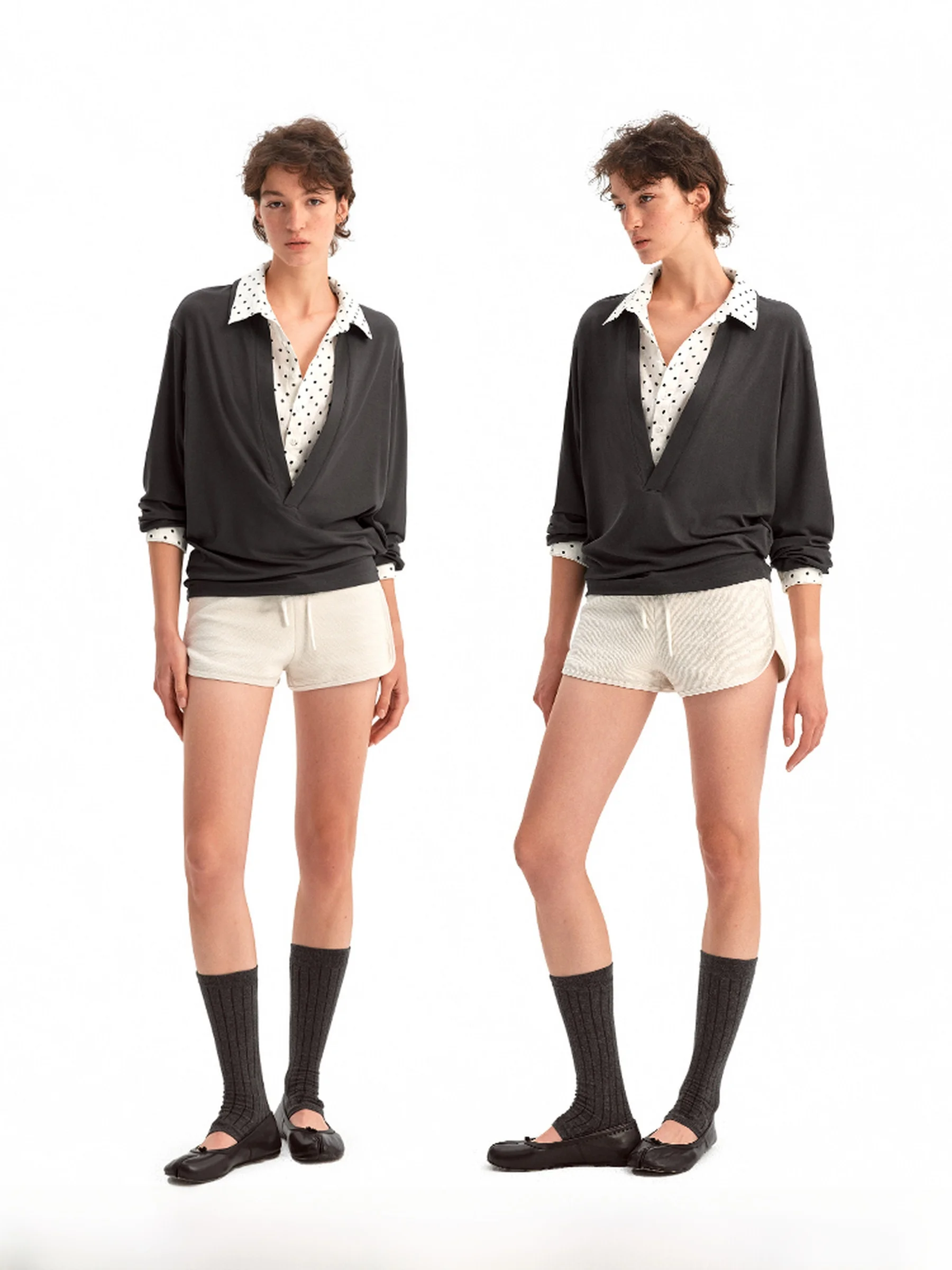 

Puki Original Polka Dot V-Ne Long Sve irt Lightweight Breathable Loose Feel Women's Faion Versatile Sle Thin Material