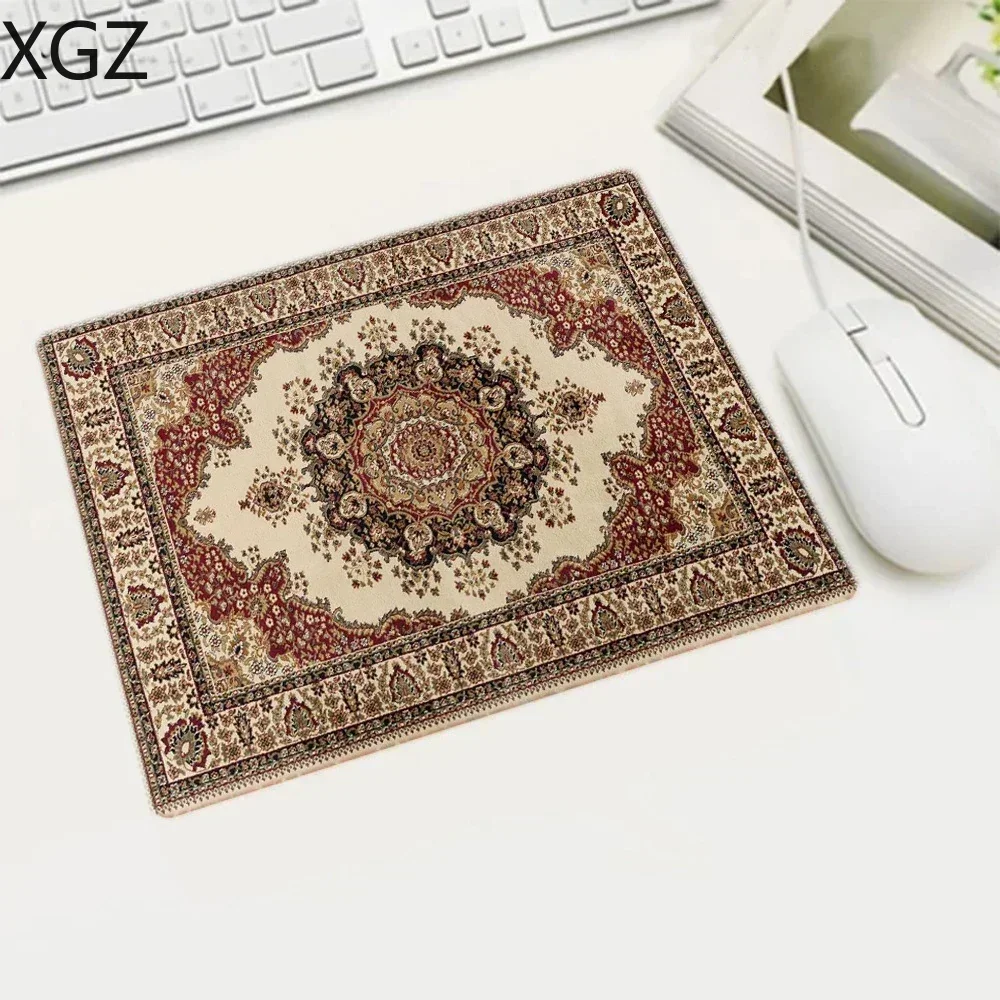 Persian Woven Rug Mat Mini Mousepad Retro Style Carpet  Pattern Cup Laptop PC Mouse Pad With Fring Home Office Table  Anti-slip