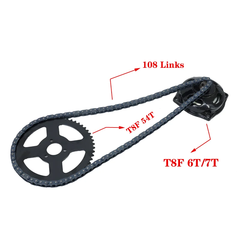 Mini Moto 47cc 49cc Drive System T8F  25H 138 links loops Chain with Gear Box And Rear Sprocket Fit Mini Moto Pocket Bike