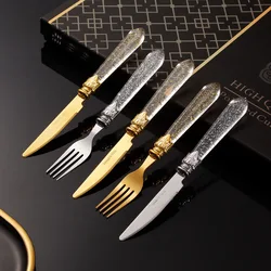 1/6/12pcs Dinnerware Set Stainless Steel Tableware Knife Fork Spoon Luxury Cutlery Set Gift Box Flatware Utensils For Kitchen