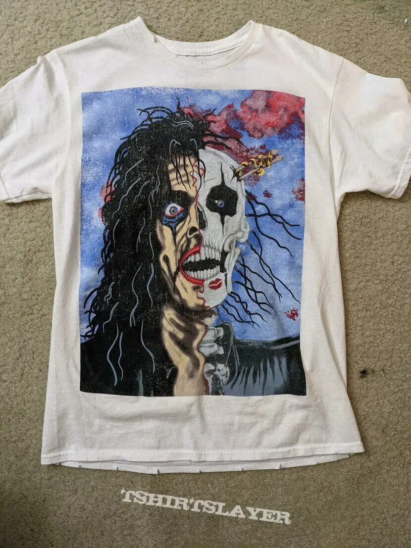 Vintage 1989 Alice Cooper Trash Skelton Face Melt Band Unisex Tshirt KH3299