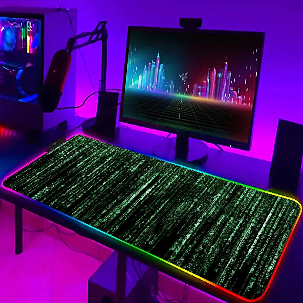 Matrix-i Code Mouse Pad RGB LED Pc Gamer Office Equipment Desk Mat Gaming Accessories Mousepad Cabinet Keyboard Mats Xxl Large