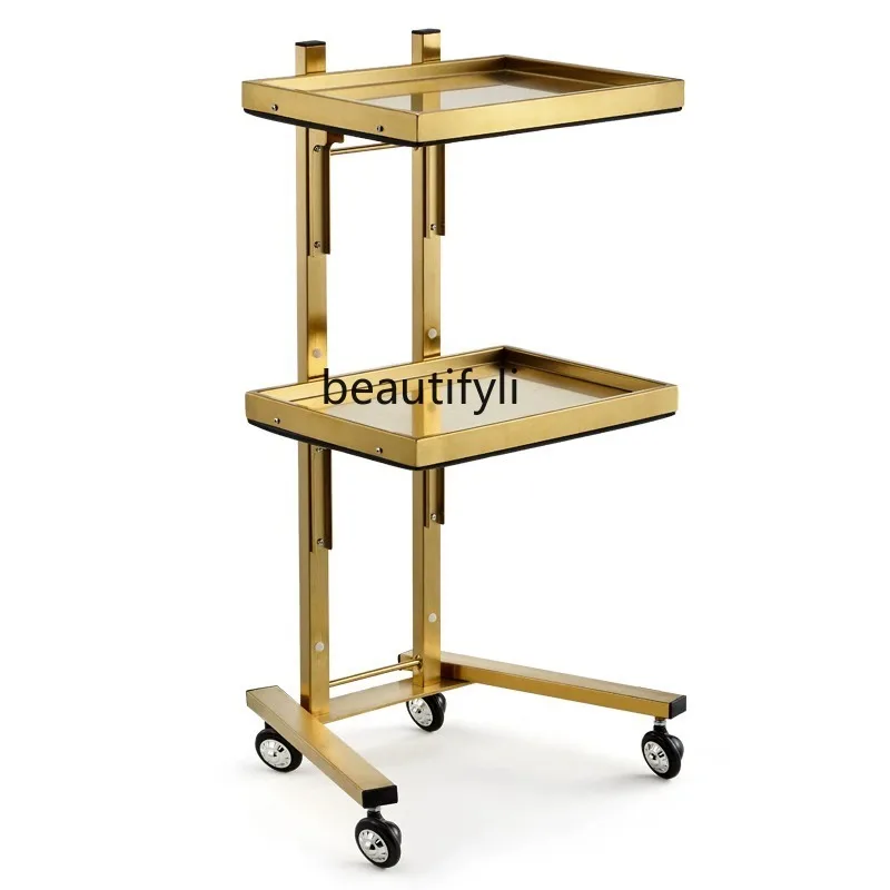 Stainless Steel Cosmetology Shop Bar Cart Hair Scissors Hair Foldable Professional Hot Dyeing Car